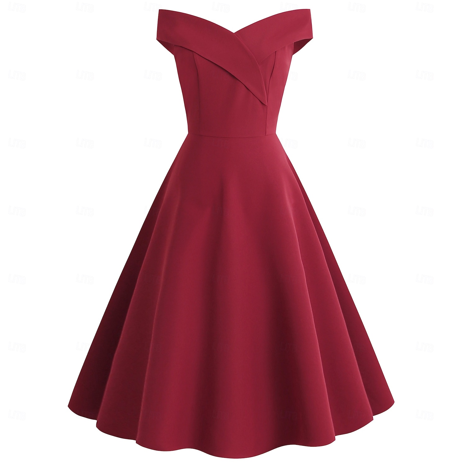 1950 Retro / vintage Miezul zilei Rochii Rochie leagăn Rochie Flare Fără mâneci De pe umăr Culoare solidă Mulată Costume de fancy Pentru femei Mascaradă Petrecere cu cocktail Petrecere ceai Adulți 2026 - $42.99 –P14
