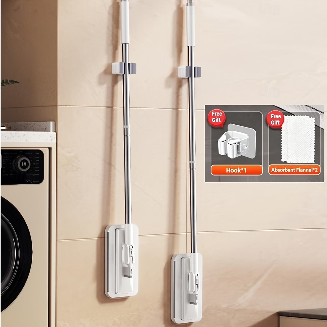 Esfregão descartável sem contato com 2 panos reutilizáveis, mini esfregão para limpeza a seco e úmida, esfregão plano com encaixe fácil para espaços pequenos, instalação em 1 segundo. de 2026 por $16.99 –P2