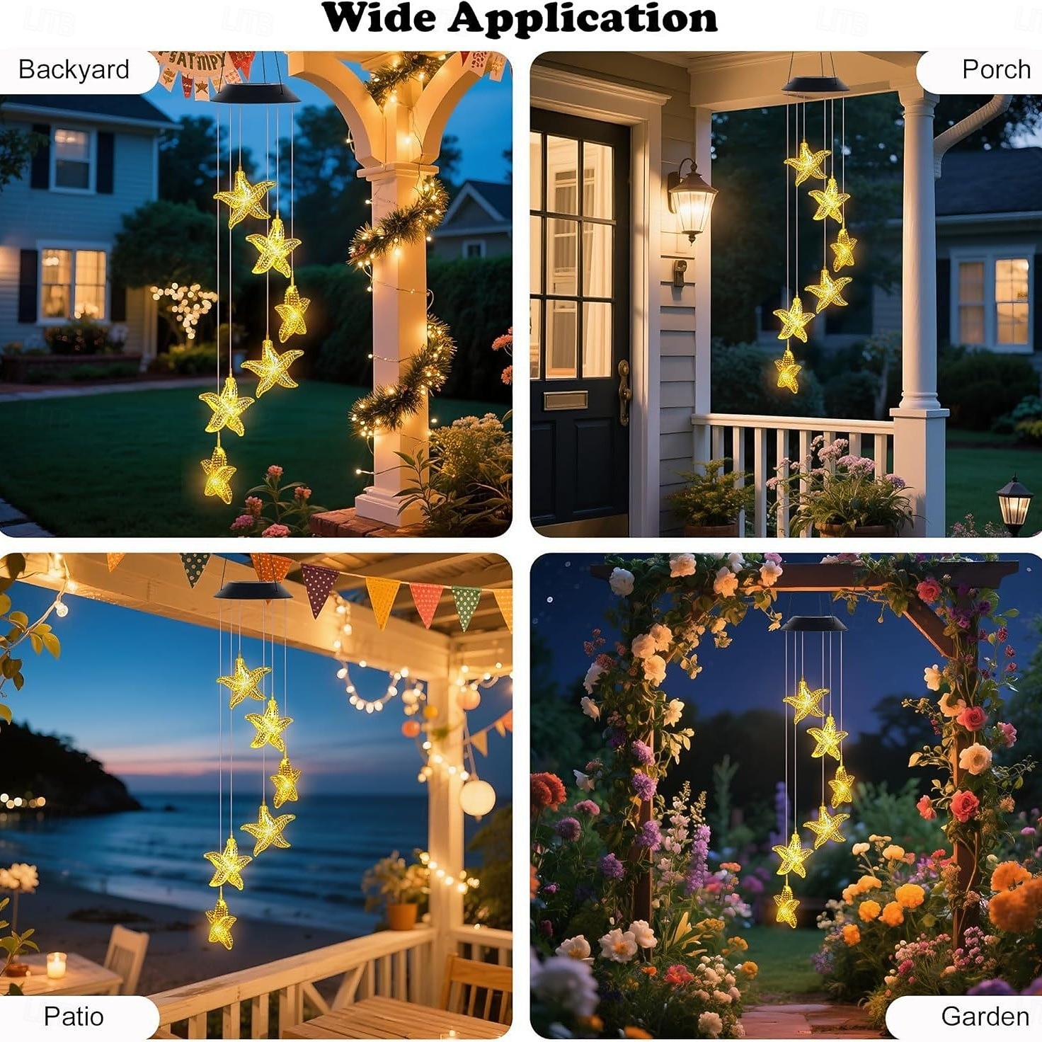 2 Pcs Outdoor Solar Waterproof Starfish Wind Chime Lights, Garden Patio Porch Balcony Decorative Ambient LED Landscape Lighting, Holiday & Birthday Gift 2026 - $26.99 –P2