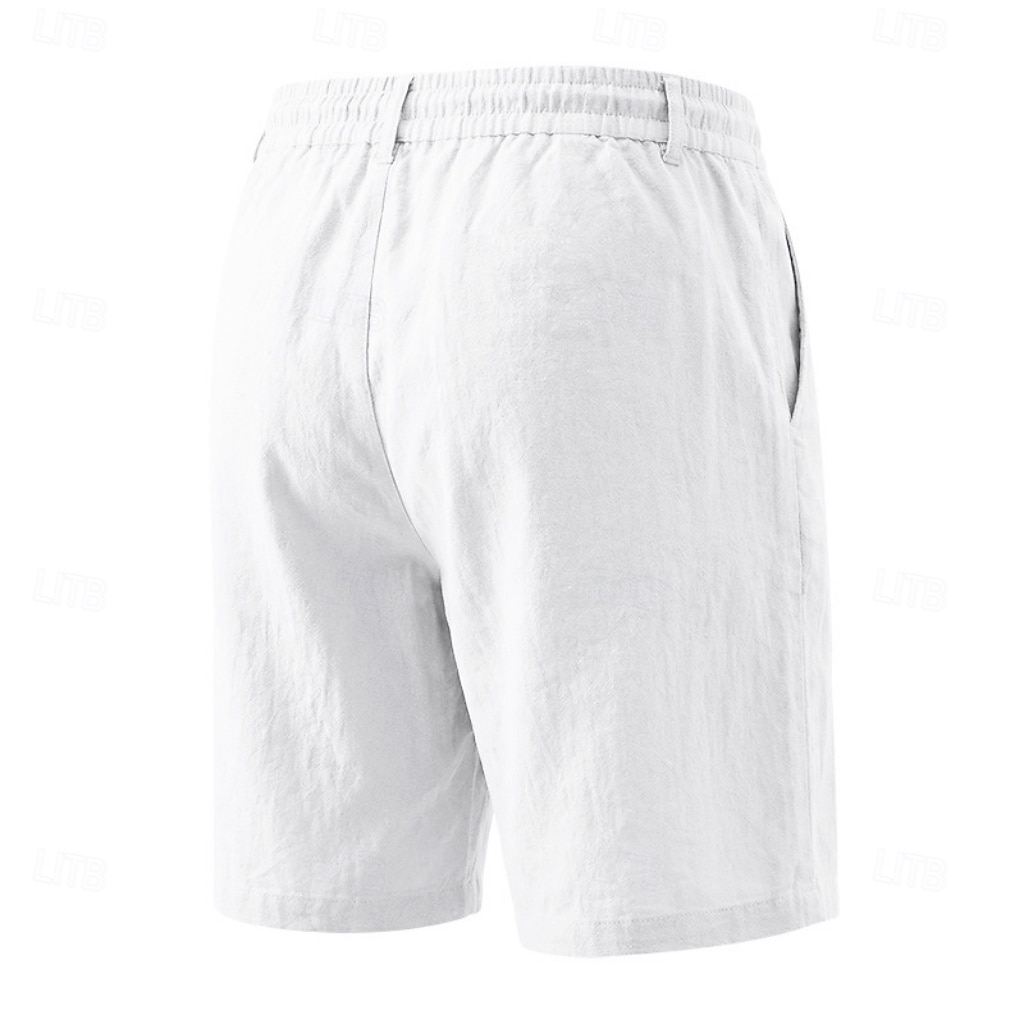 Homme Shorts Shorts en Lin Shorts d'été Shorts de plage Cordon de serrage Taille Élastique Uni Confort Respirant Longueur Genou Quotidien Extérieur Fête Vacances Mode Noir Blanche Non Elastique de 2026 ? $24.99 –P7