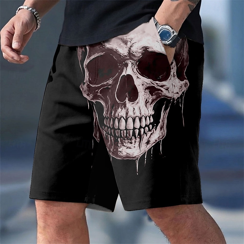 Per uomo Teschio Cultura di strada Gotico Costumi da bagno Costumi da bagno Pantaloncini da bagno Pantaloncini da Surf Misura del girovita medio Stile gotico oscuro All'aperto Abbigliamento casual del 2026 a $20.99 –P3