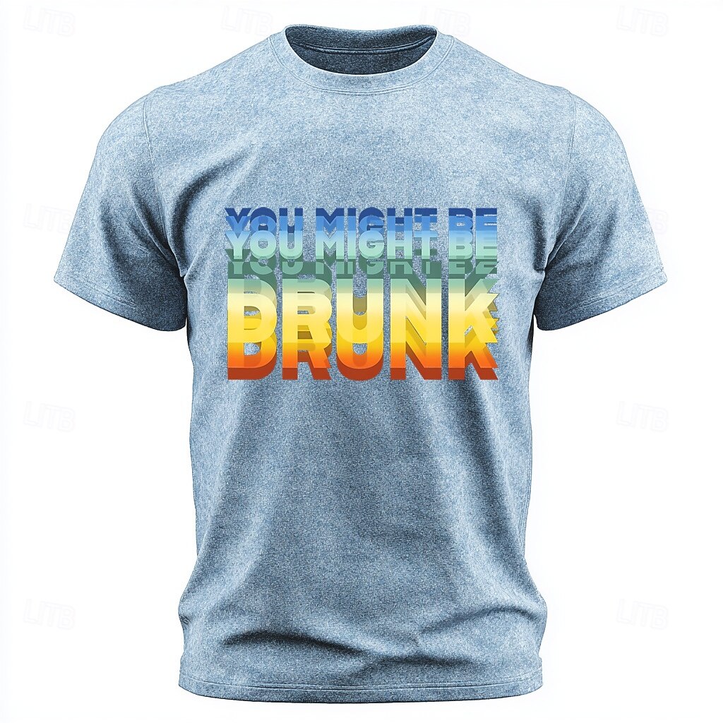 T-shirt homme « You might be drunk acid wash » (délavé à l'acide, couleurs arc-en-ciel, psychédélique, double vision, texte humoristique sur l'alcool), manches courtes, coupe classique, idéal pour les de 2026 ? $18.99 –P1