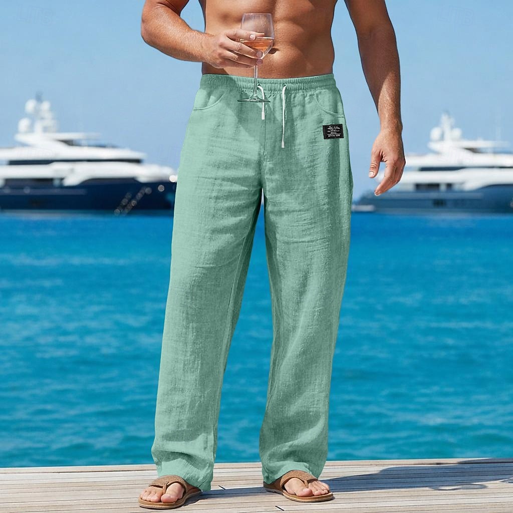 Per uomo Pantaloni di Lino Pantaloni Pantaloni Estivi Pantaloni Larghi Pantaloni da Spiaggia Elastico in vita Gamba Dritta Semplice Comodità Traspirante Lunghezza intera Casuale Quotidiano All'aperto del 2026 a $27.99 –P6