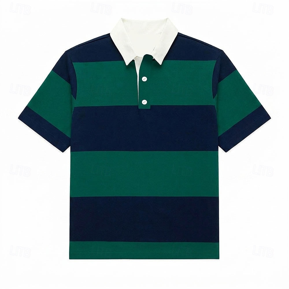 Per uomo Strisce orizzontali Polo da rugby Manica Corta Magliette polo Bavero Casual Athleisure Abbigliamento quotidiano Stampa 3D Bottoni Primavera & Estate Blu Rosso 3 Giallo del 2026 a $22.99 –P2