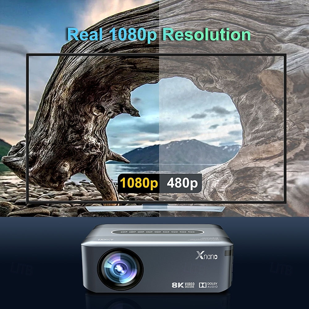 Videoproiettore intelligente con supporto nativo 1080p, decodifica 8K, sistema operativo Android 9.0, Wi-Fi dual band 5G, HDR 10+. &Proiettore audio Dolby per i Mondiali di calcio del 2026, per del 2026 a $278.49 –P3