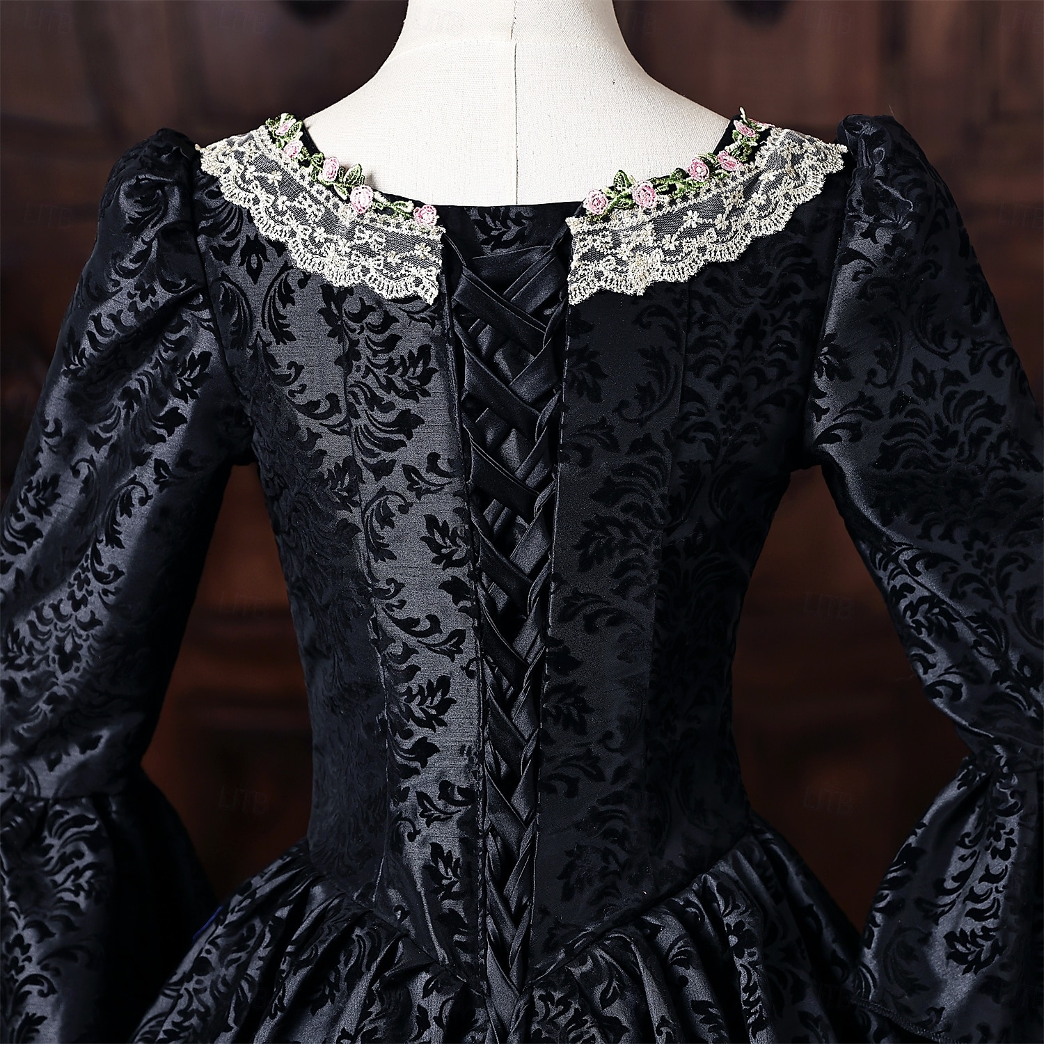 Rococo Baroque Ball Gown Floor Length Dress Ball Gown Long Sleeves Princess Bridal Lace Floral Ball Gown Square Neck Fancy Dress Women's Royal Halloween Carnival Masquerade Prom Tea Party Party 2026 - $203.19 –P6