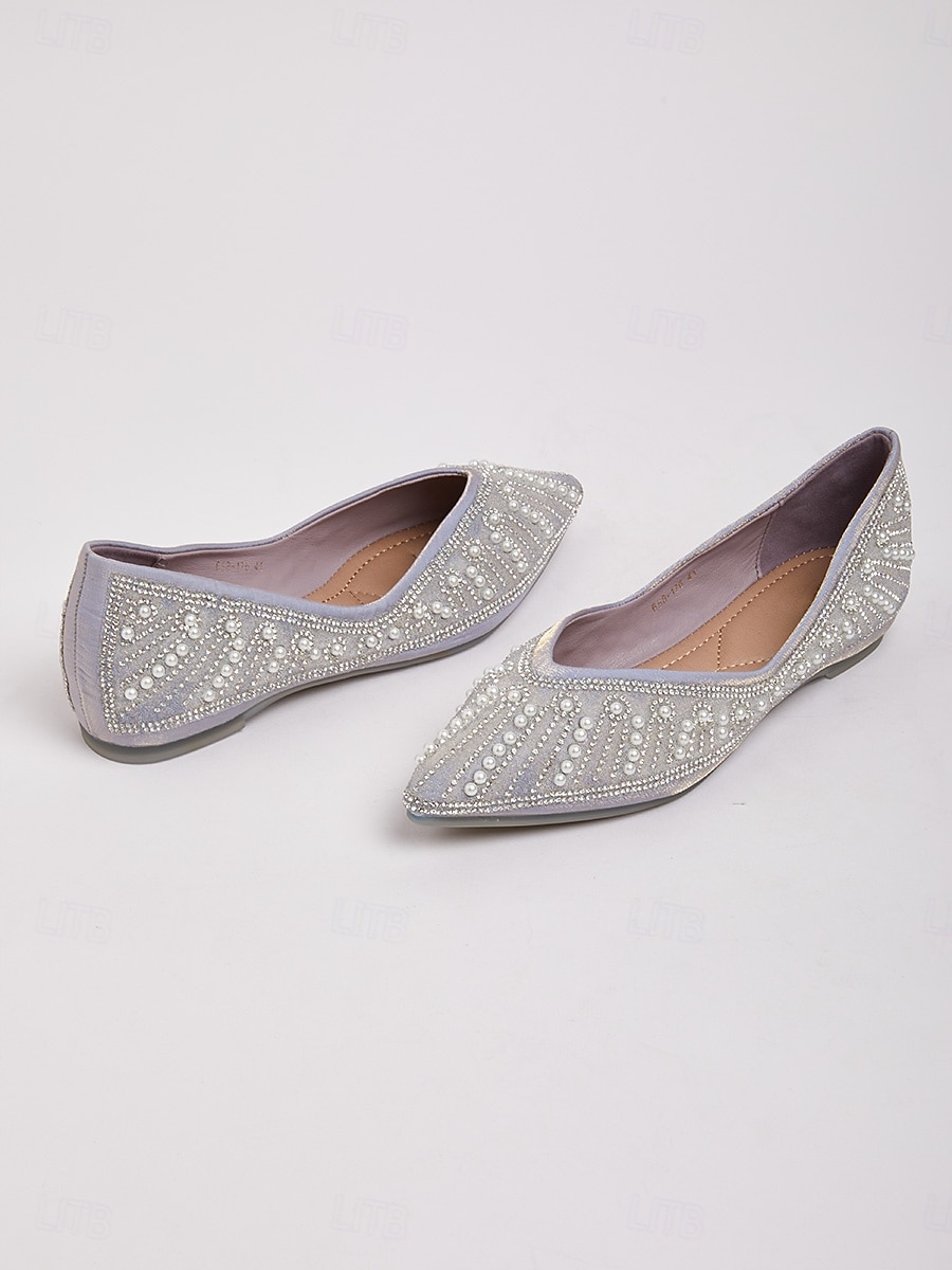 Γυναικεία Τεχνητό διαμάντι Επίπεδο Τακούνι Μυτερή Μύτη Κομψό Γκρίζο 2026 - $75.99 –P5