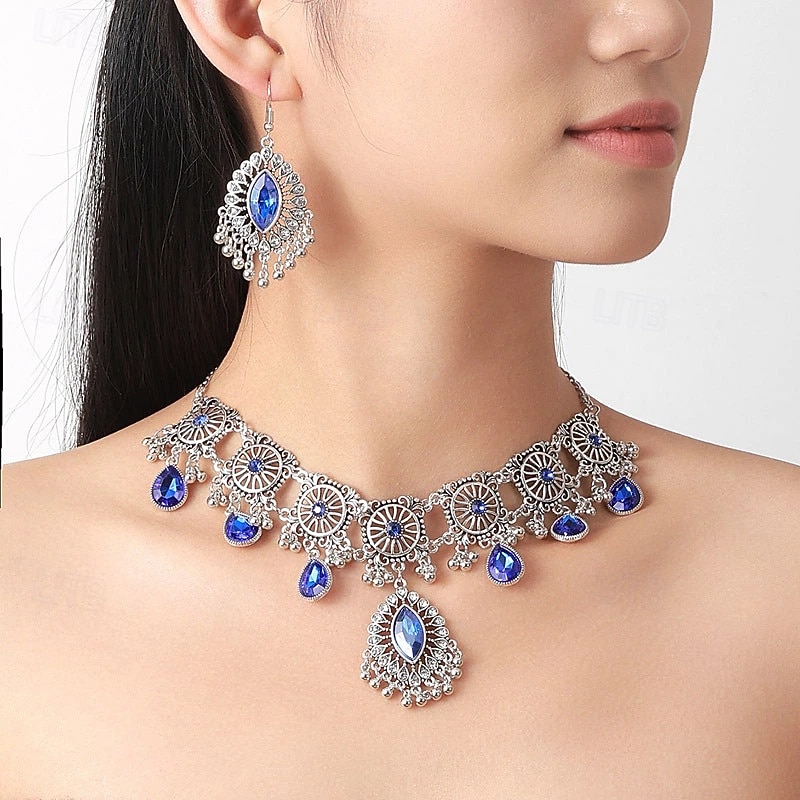 Jewelry Set Two-piece Suit Chrome 1 Necklace Earrings Women's Vintage Fashion Jewelry Set For Party Evening Wear 2026 - $28.99 –P1