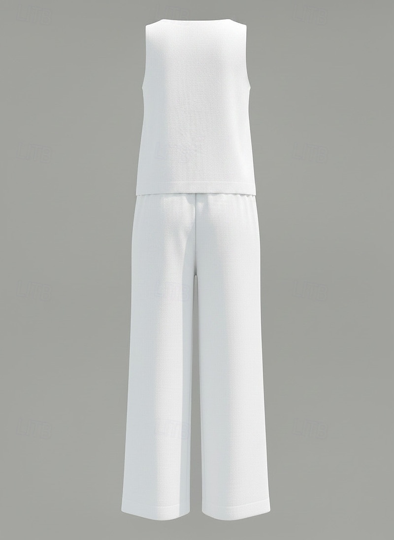 Per donna Set di biancheria in cotone Gilet in cotone e lino Set di Pantaloni Senza Maniche Girocollo Tinta unica Moda Streetwear Casuale Quotidiano All'aperto Bianco Giallo Beige Estate Vestibilit del 2026 a $36.99 –P10