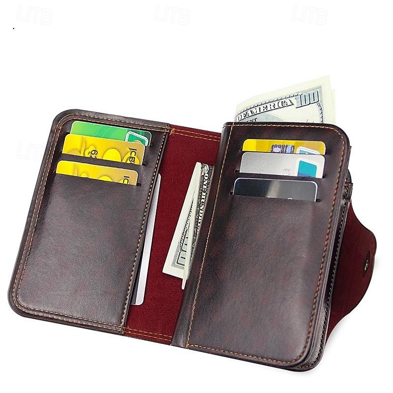 2 Pack Men's Wallet Vintage Retro Bifold PU Leather Purse, Distressed Riveted Short Wallet with Snap Button Closure, Card Holder for Men Boyfriend Father Gift, Brown/Charcoal 2026 - $17.99 –P9