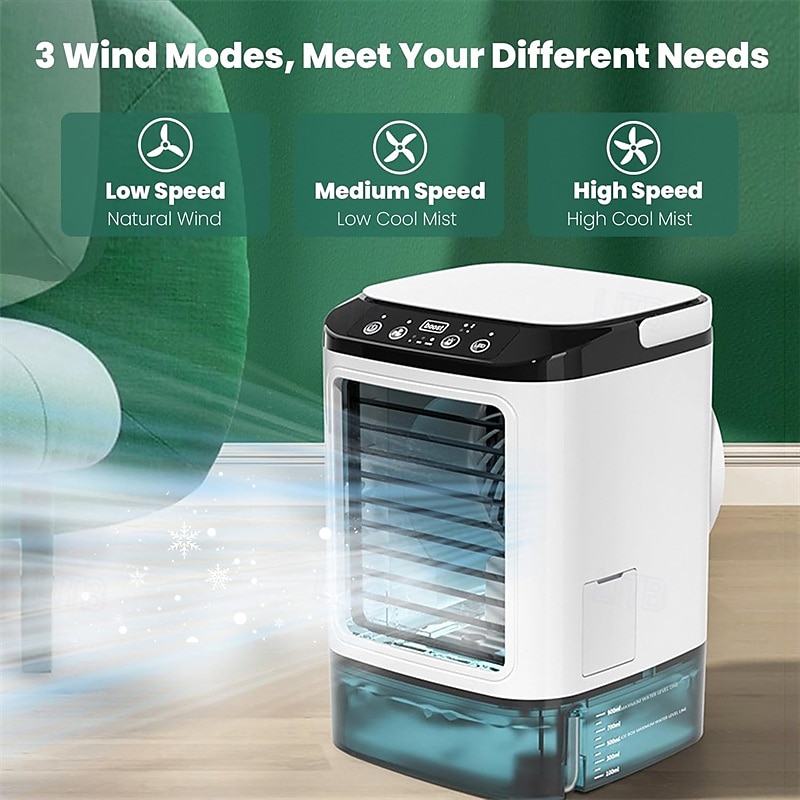 Ventilatore condizionatore portatile, raffrescatore evaporativo personale da 1400 ml con 10 ore di autonomia, ventilatore da tavolo con umidificatore a nebulizzazione, mini condizionatore a 3 velocità del 2026 a $62.99 –P4