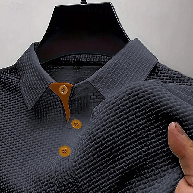 Homme Polo en seersucker Ice Silk Texturé Occasionnel Fête Classique Manche Courte Mode Basique Uni Boutons Refroidissement Été Printemps Bleu Noir Blanche bleu marine Gris Polo en seersucker Ice Silk de 2026 ? $24.99 –P3