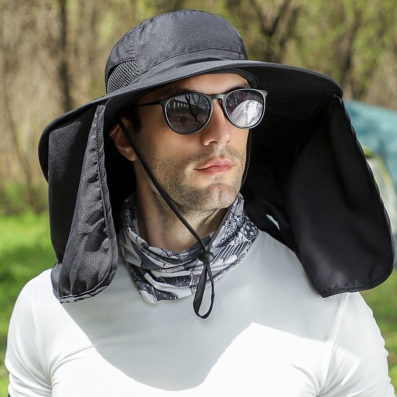 Zonnehoed Wandelhoed Vispet Hoed Kampeerhoed waterdicht Zonbescherming UV-Bescherming Zomer Lente Herfst Trekkoord Brede rand met nekflap Voor heren Vissen Activiteit 2026 - $17.99 –P5