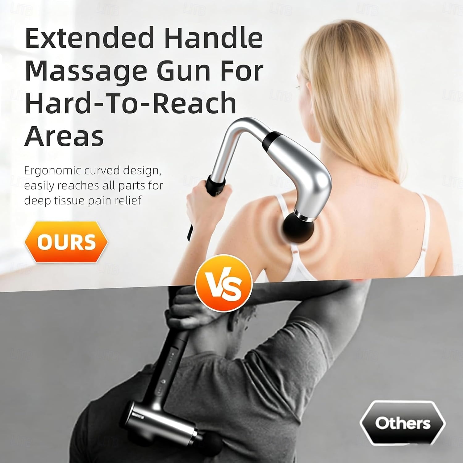 Deep Tissue Massage Gun for Back & Full Body -   Upgraded Long Handle Percussion Muscle Massager with 4 Replaceable Heads, Adjustable Speeds and Quiet Motor 2026 - $37.99 –P4