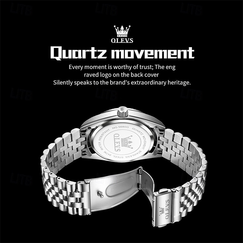 OLEVS Mens Luxury Watch Classic Green Face Two Tone Silver Gold Stainless Steel Waterproof Quartz Wristwatch with Date Luminous Hands Business Dress Fashion Watches for Men Gifts 2026 - $38.99 –P8