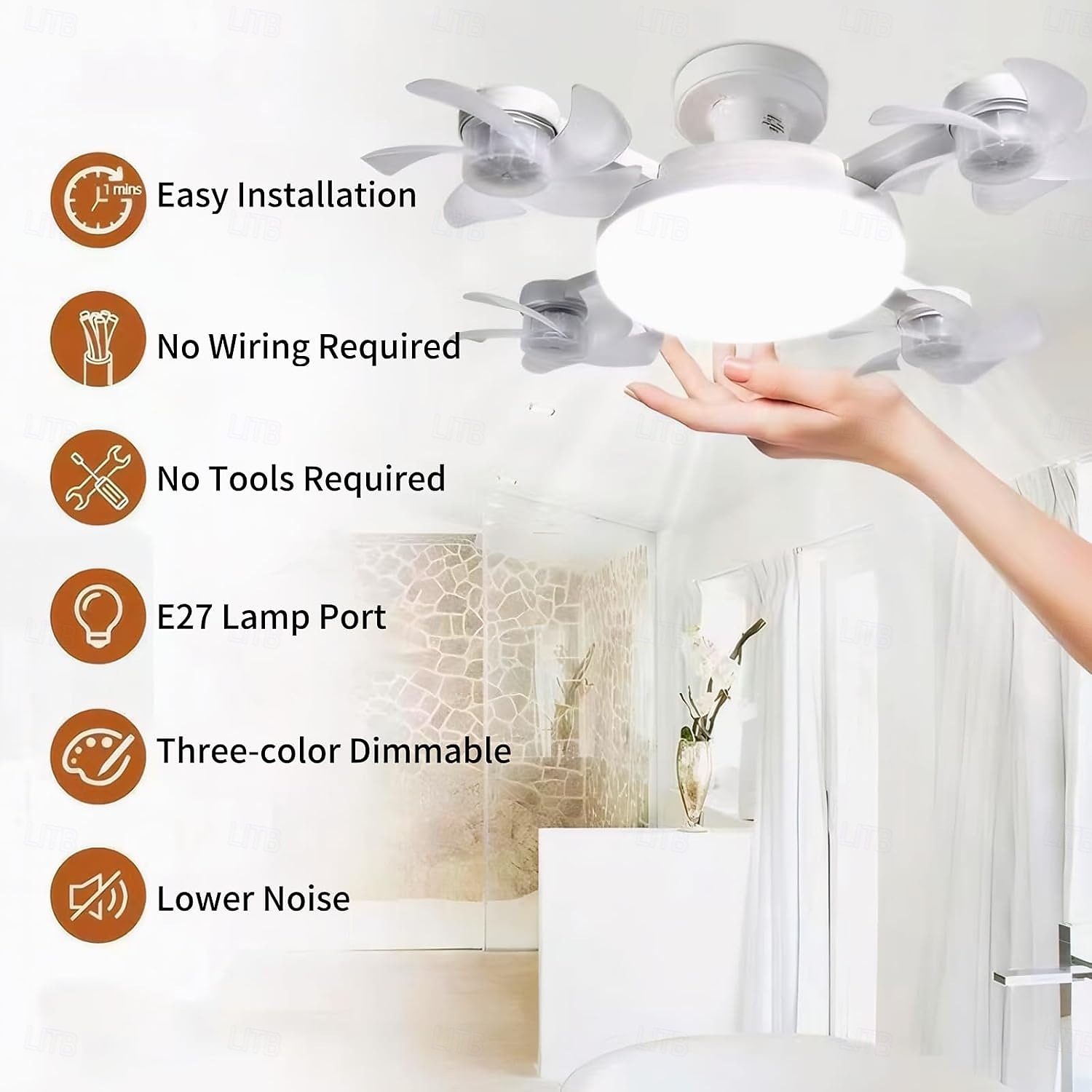Ceiling Fan with Light, Remote Control 3 Speeds 3 Colors 2 Timers Quiet Motor E26 E27 Bulbs, with Foldable Blades, for Living Room Bedroom 2026 - $38.39 –P6