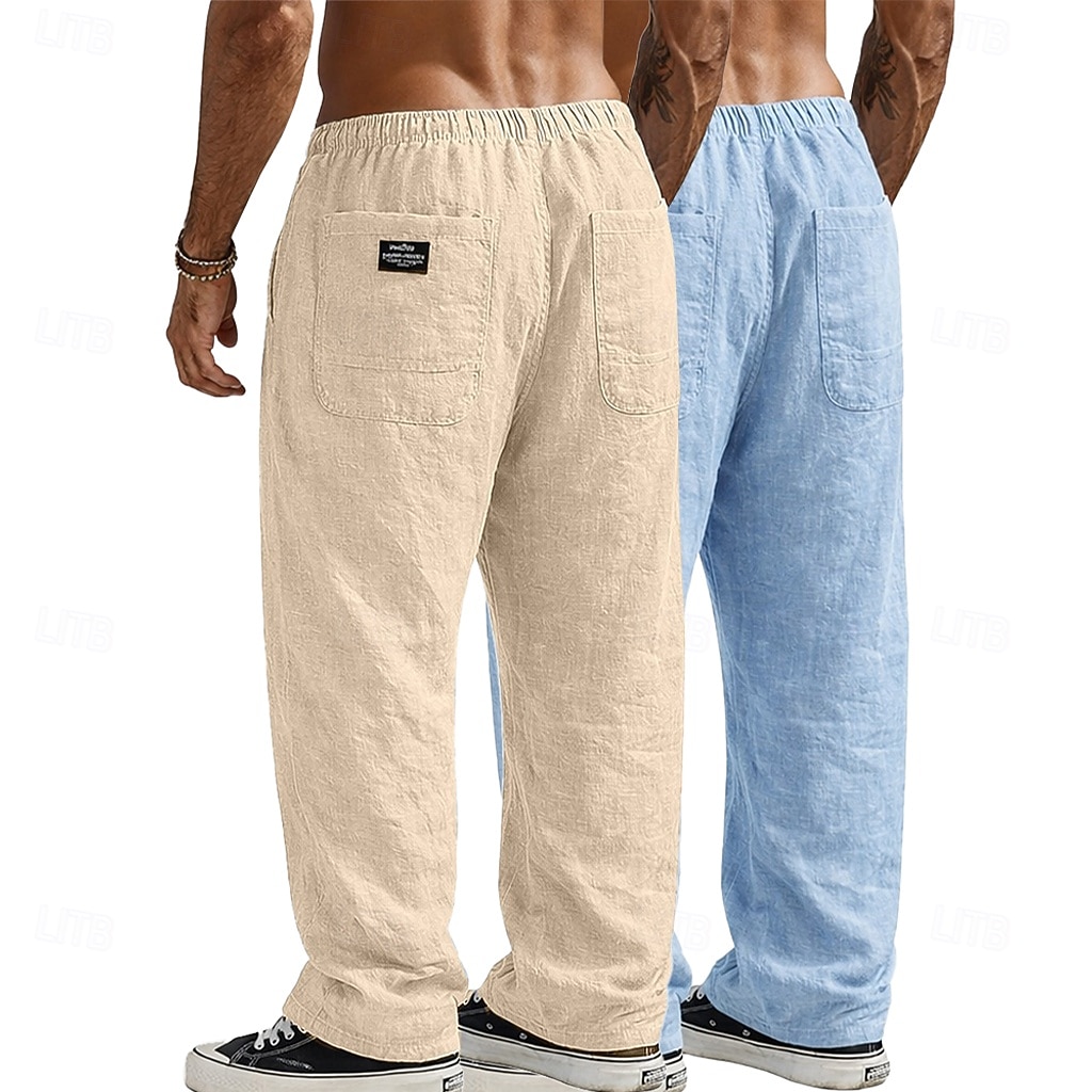 Per uomo Pantaloni di Lino Pantaloni Pantaloni Estivi Pantaloni Larghi Pantaloni da Spiaggia Coulisse Elastico in vita Gamba Dritta Semplice Comodità Traspirante Lunghezza intera Casuale Quotidiano del 2026 a $41.99 –P9
