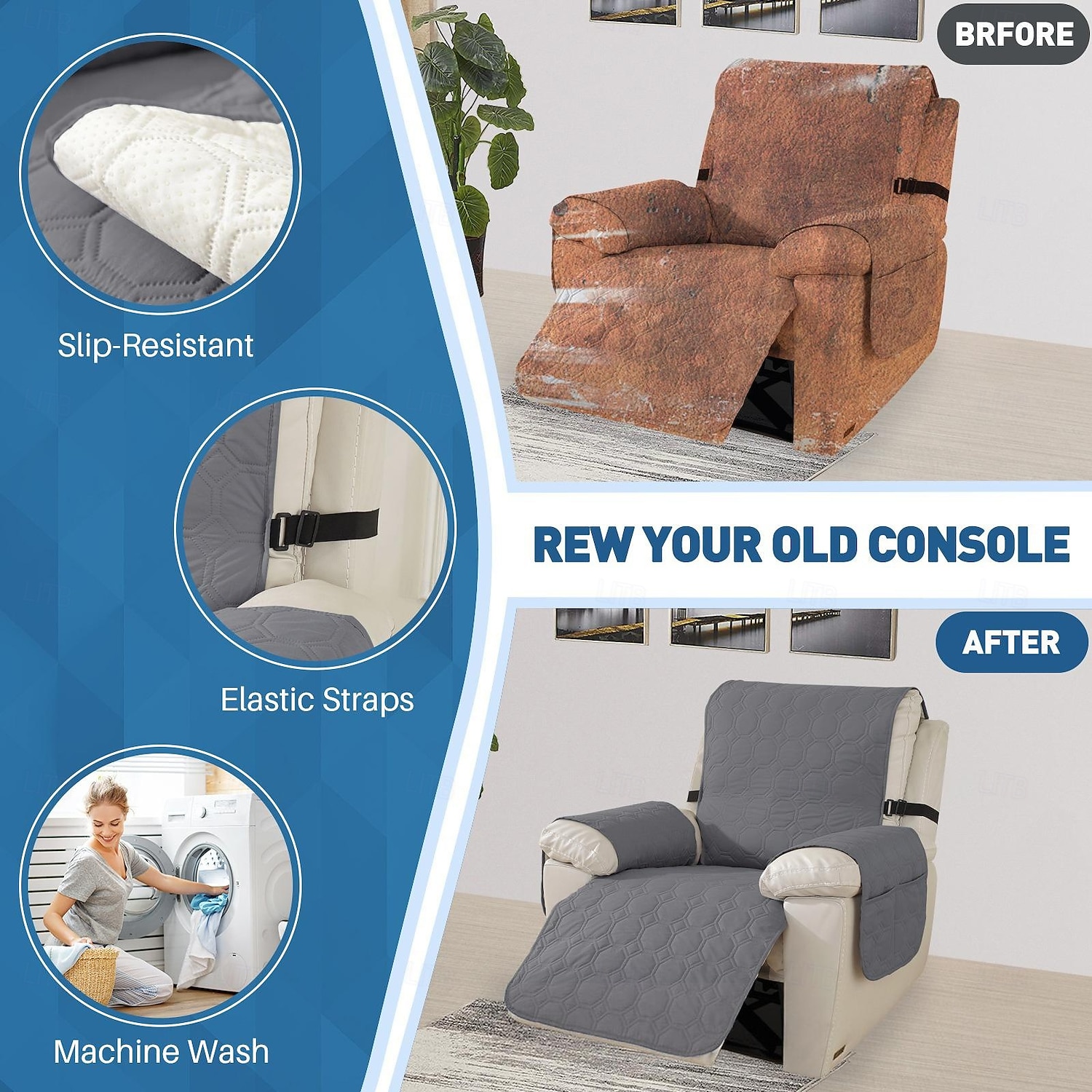 Husă de canapea impermeabilă, rabatabilă, matlasată, pentru animale de companie, din material textil, o singură bucată, acoperire completă, protector de canapea, antiderapant, antipete, protector de mobilier, utilizare în toate anotimpurile, pentru câini  2026 - $37.99 –P7