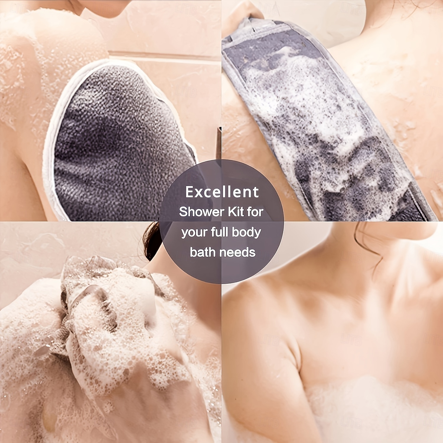 6-delige exfoliërende badset - rugscrubber voor onder de douche, exfoliërende handschoen &Luffaspons, lichaamsscrubber met lange steel voor het verwijderen van dode huidcellen, professionele 2026 - $17.99 –P2