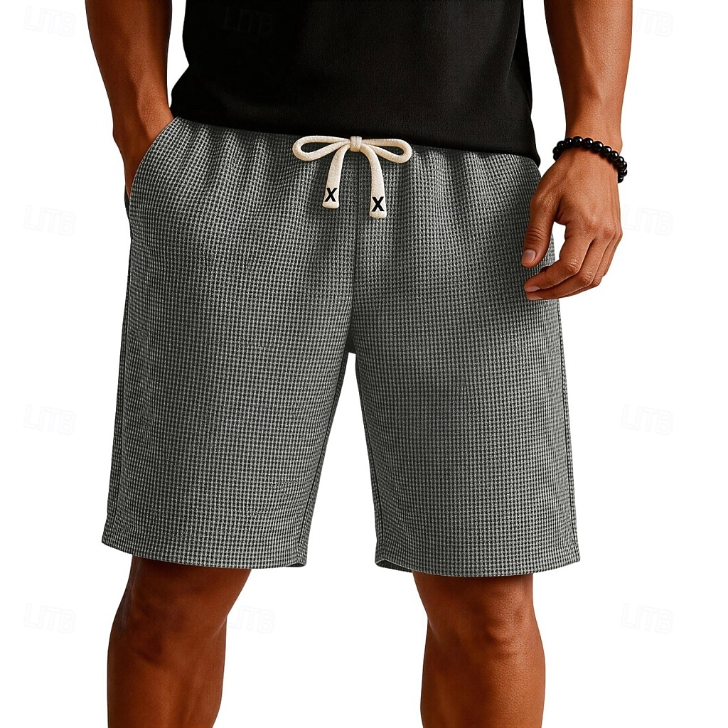 Herren Waffel-Shorts Shorts Sommershorts Freizeitshorts Patchwork Tasche Elastischer Bund Einfach Komfort Atmungsaktiv Knielang Lässig Outdoor Strand Urlaub Mode Blau Schwarz Mikroelastisch 2026 - $22.99 –P4