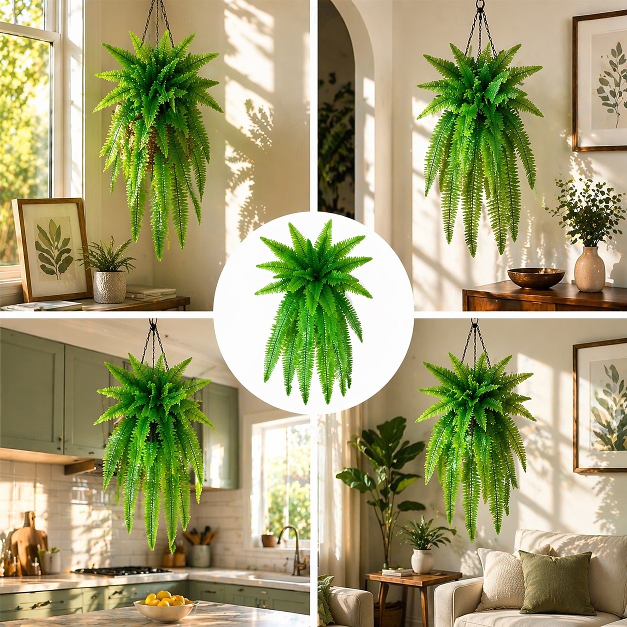 Sztuczna, wisząca paproć bostońska, odporna na promieniowanie UV, realistyczna, sztuczna roślina do użytku na zewnątrz, sztuczne paprocie, sztuczne paprocie, sztuczne rośliny, sztuczna paproć bostońska do dekoracji okna na werandzie 2026 - $16.99 –P5