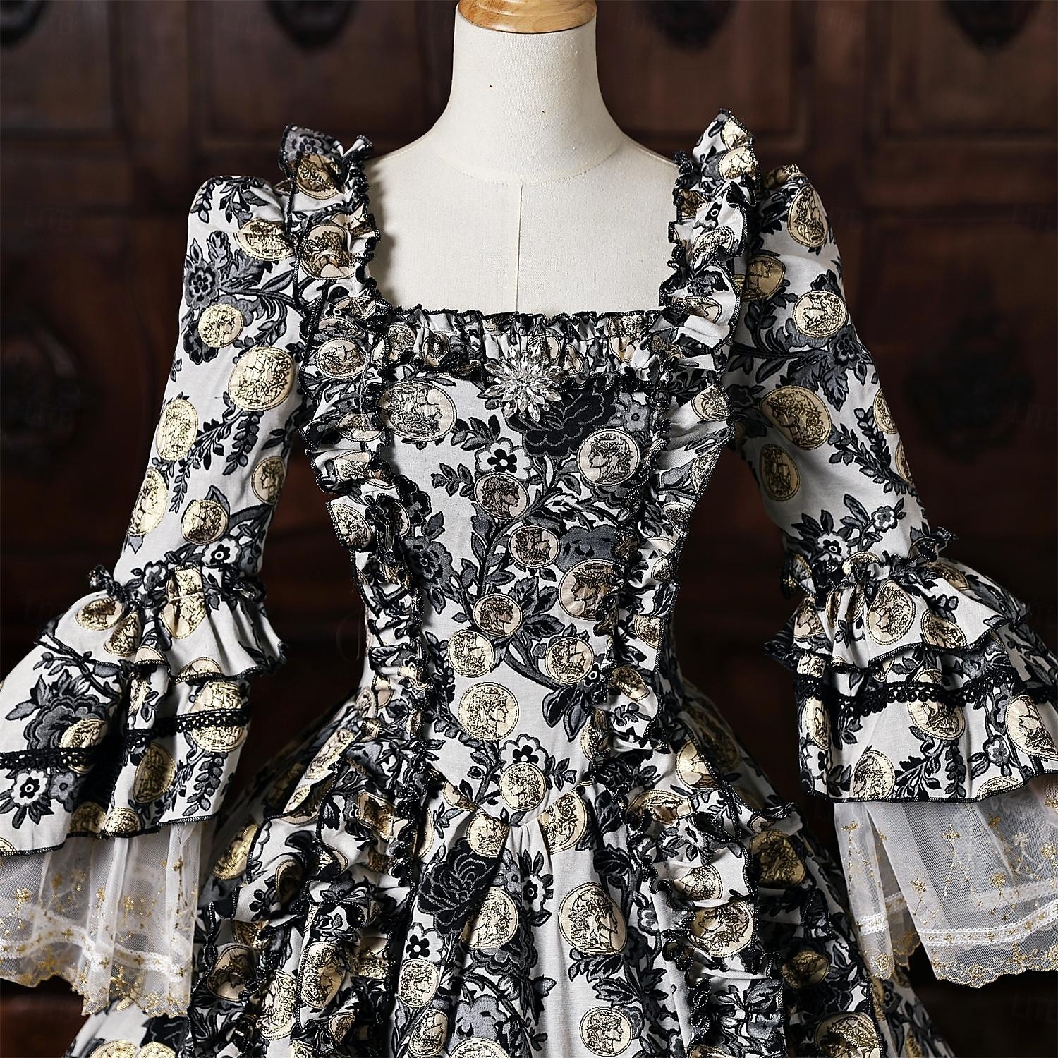 Rococo Baroque Ball Gown Floor Length Dress Ball Gown Short Sleeves Princess Bridal Lace Floral Ball Gown Square Neck Fancy Dress Women's Royal Halloween Carnival Masquerade Prom Tea Party Party 2026 - $344.79 –P5