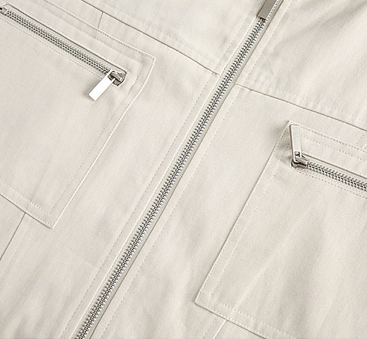 Heren Harrington-jas van 100% katoen, lichtgewicht, met ritssluiting, casual lente/herfstjas met opstaande kraag en borstzakken, zwart, marineblauw, ivoor 2026 - $88.99 –P3