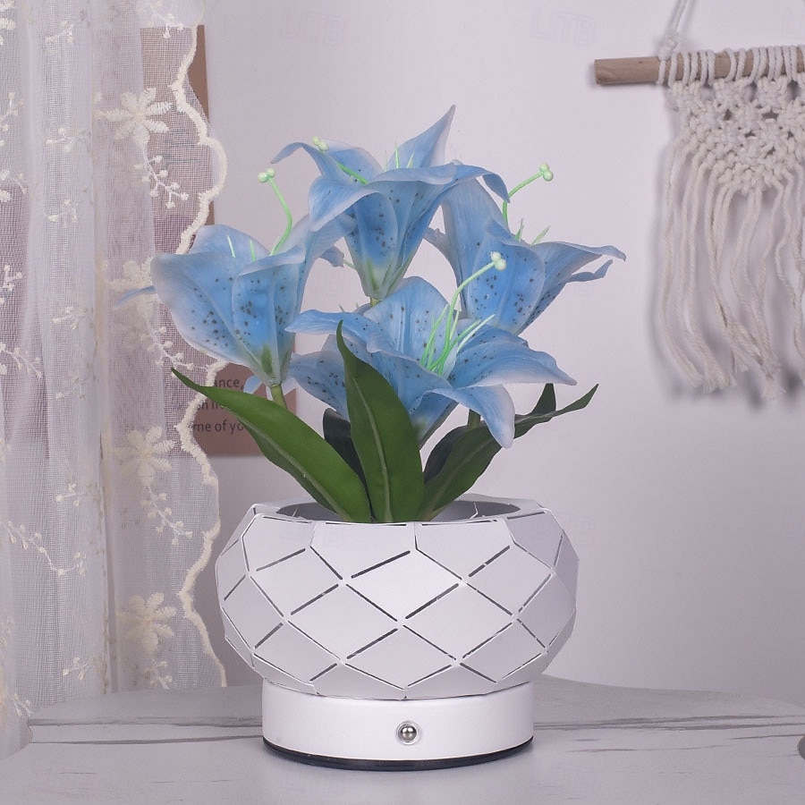Lampka nocna z pustą doniczką w kształcie kwiatka, ładowana przez USB, 3-kolorowa, z funkcją ściemniania dotykowego, doniczka z kwiatkiem, lampa stołowa do sypialni, salonu, jadalni, oświetlenie 2026 - $43.99 –P8