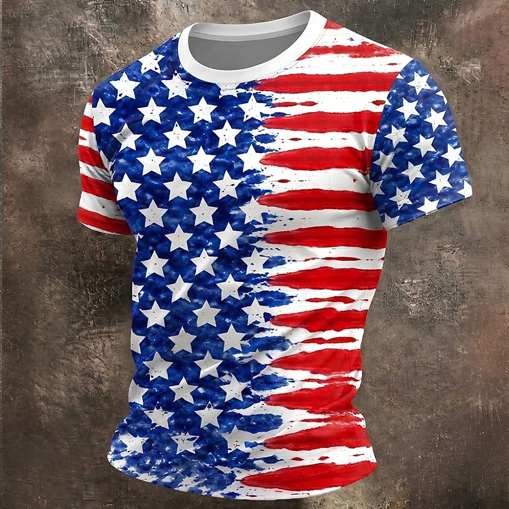 Herren 250. Jubiläum Patriotische Amerikanische Flagge 1776 2026 Grafik T-Shirt Kurzarm Rundhals Sommer Straßen Top 2026 - $18.99 –P1