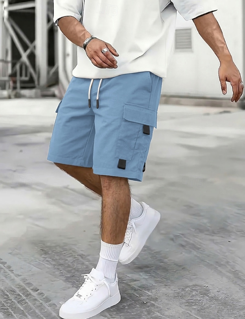 Voor heren Ladingbroek Cargoshorts Korte broek Casual korte broek Zak Elastische taille Effen Knielengte Casual Buiten Streetwear Modieus Streetwear Zwart Marineblauw Inelastisch 2026 - $22.99 –P14
