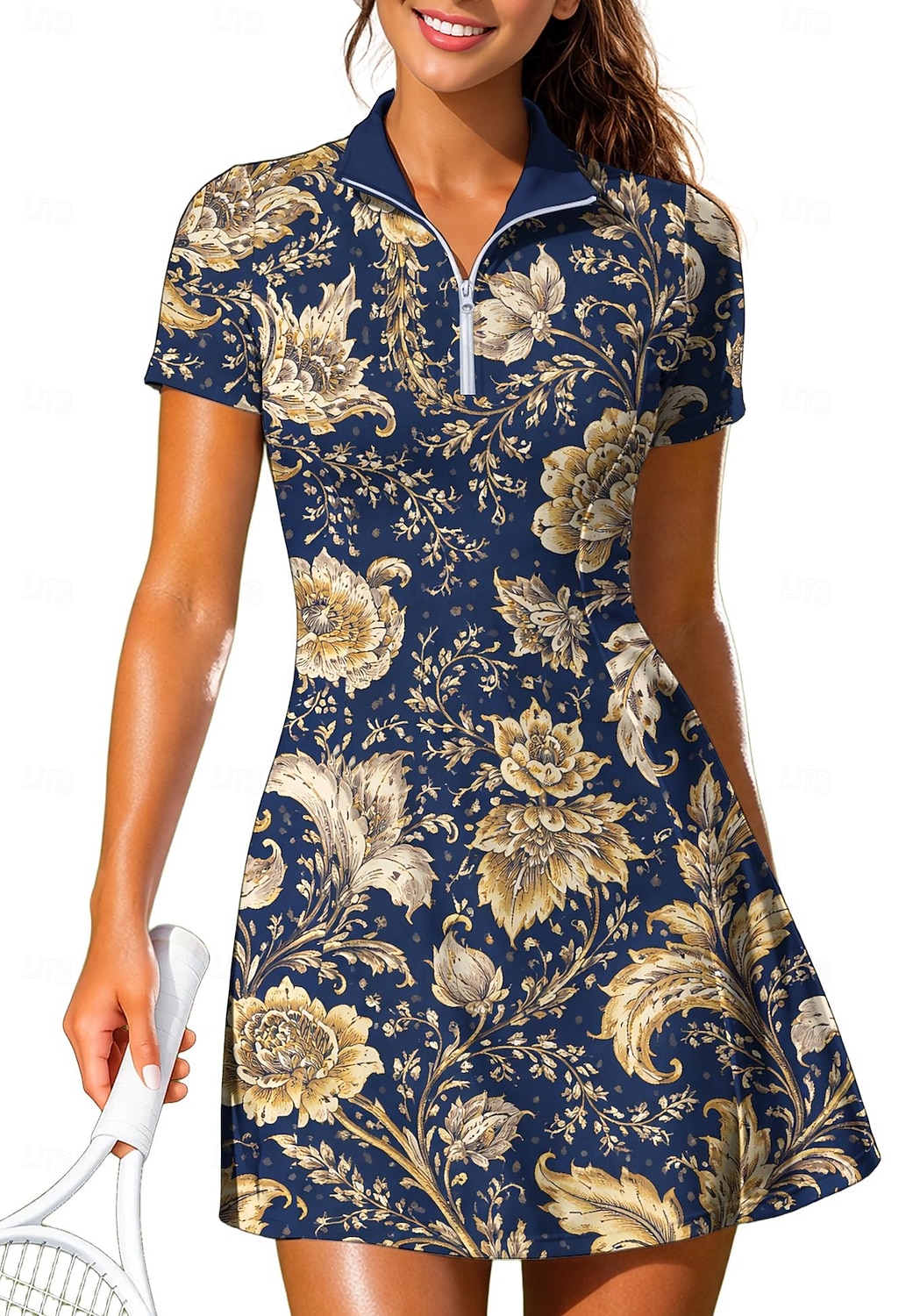 Mulheres Estampado Cashemere Floral Boêmio Vestido de tênis Vestido esportivo Manga Curta Imprimir Respirável Voleibal Tênis Golfe Colarinho Colarinho polo Vestidos Azul Marinho Escuro Roupas de tênis de 2026 por $27.99 –P1