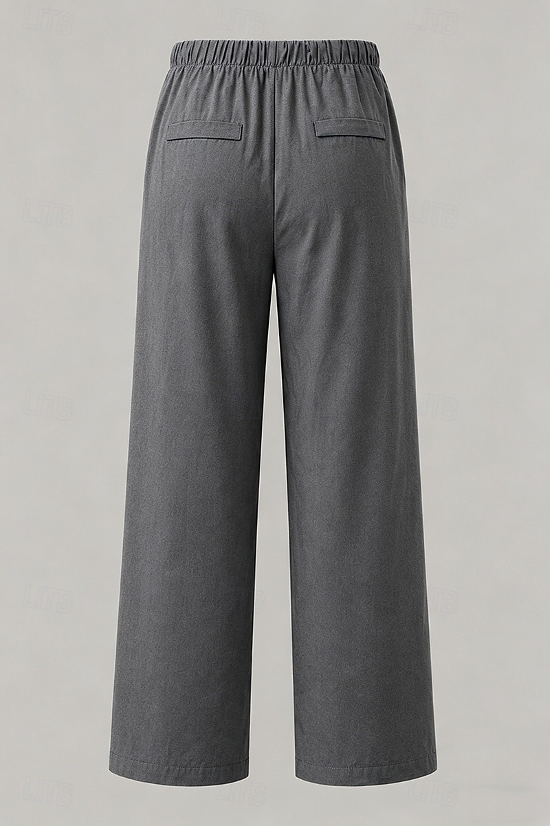 Mujer Pantalones Rectos Vacaciones Básico Longitud total Media cintura Comodidad Rígido Diario Negro Caqui Beige Café Verano Primavera Otoño 2026 - $32.99 –P6