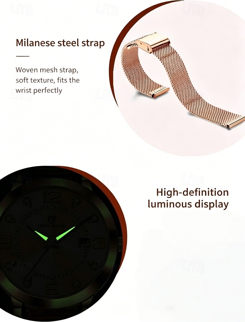 Ladies Watch Rose Gold, Waterproof Stainless Steel Mesh Band Women's Wristwatch, Elegant Sunray Dial with Date & Diamonds, Business Fashion Dress Watch Gift for Anniversary 2026 - $20.99 –P3