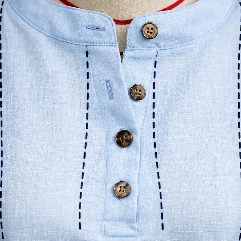 Dámské Tričko Tričko Henley Tričko Top Knoflíky Proužky Módní Krátký rukáv Henley Běžné topy Ležérní Plážové léto Bílá Světlá růžová Nebeská modř Léto Jaro 2026 - $27.99 –P3