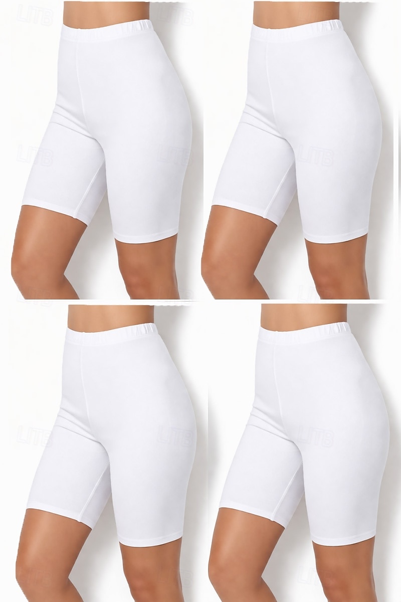 4 pezzi pantaloncini chino da donna leggings leggings comodi vacanza streetwear basic lunghezza al ginocchio vita alta tinta unita elastico in vita comfort traspirante elasticizzato vacanza street del 2026 a $32.99 –P8