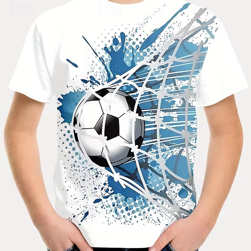 Ragazzi 3D Grafico Calcio Magliette da calcio Maglietta Manica Corta Stampa 3D Estate Primavera Sport Moda Streetwear Bambini 7 - 9 anni Girocollo Casuale Quotidiano All'aperto Vestibilità regolare del 2026 a $13.49 –P4