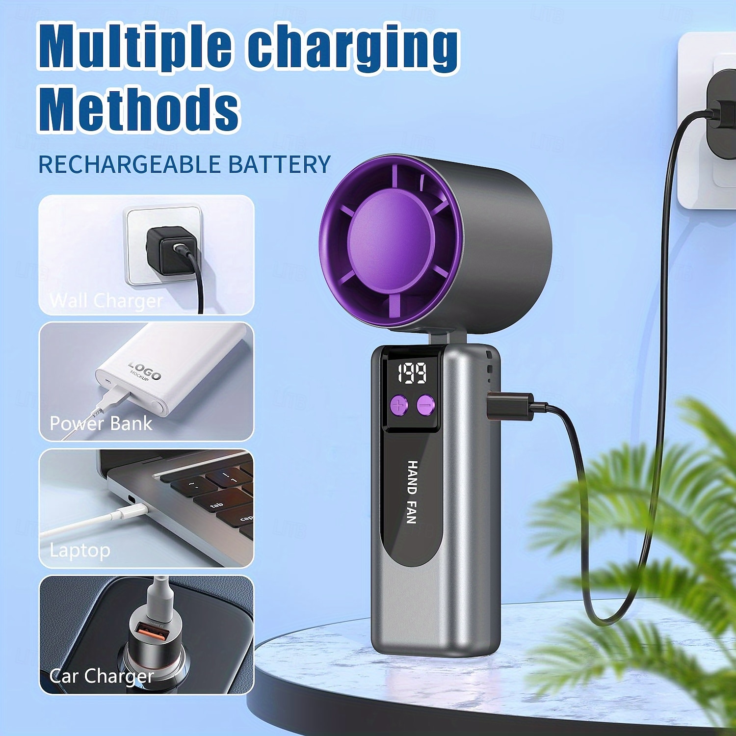 High Speed Handheld Fan, 199 Wind Speeds Portable Turbine Fan with LED Display, 90° Folding Mini Personal Fan, USB Rechargeable Cooling Fan for Travel, Outdoor, Makeup, Home, Office 2026 - $29.99 –P6