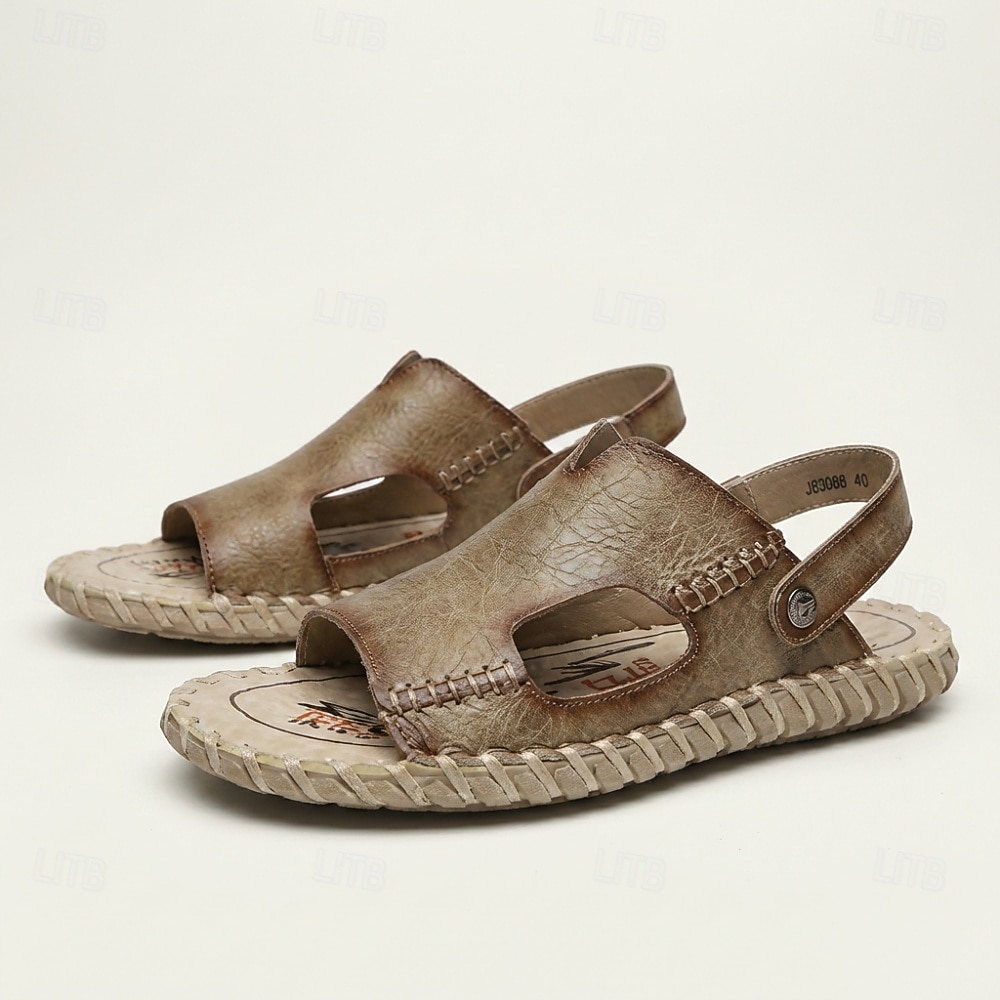 Sandalias marrones de tiras en el talón para hombre, calzado casual de verano con puntera abierta, ligero y cómodo para actividades al aire libre, ideales para vacaciones en la playa, viajes, uso en resorts, ocio diario y climas cálidos. 2026 - $46.99 –P4