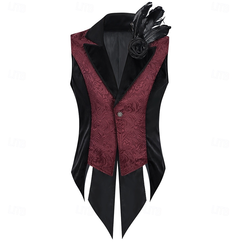 Medieval Renaissance Steampunk Vest Tailcoat Vampire Royal Attire Fancy Dress Men's Fantasy Halloween Carnival Performance LARP Ren Faire Adults' Vest Brooch 2026 - $41.99 –P1