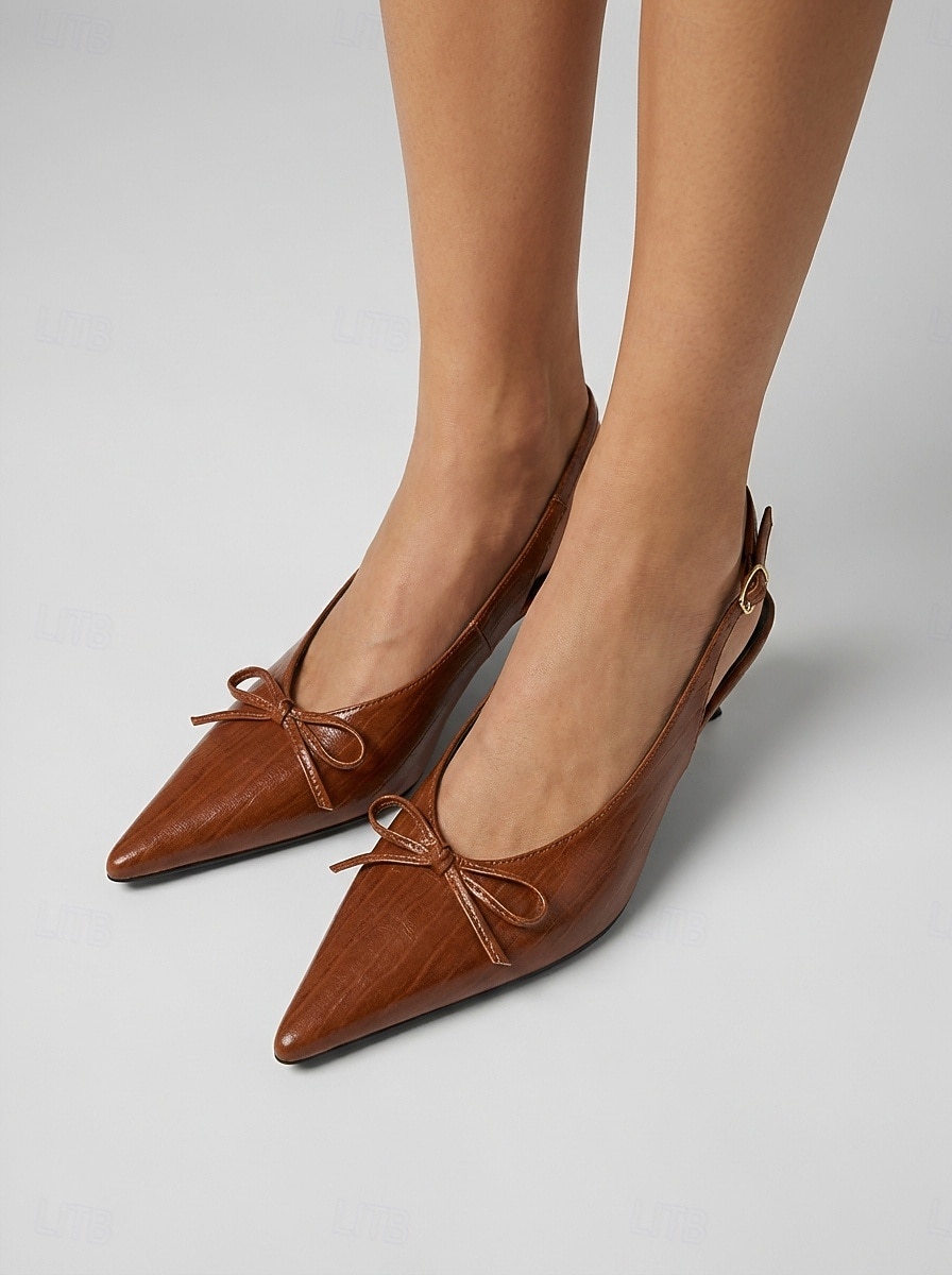 női barna cicasarkú slingback cipő - ideális koktélpartikra 2026 - $69.99 –P2