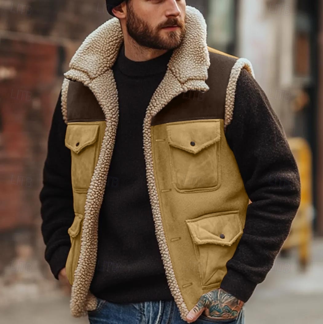 Ανδρικά Γιλέκο από ψεύτικο σουέτ Γιλέκο Fleece ΕΞΩΤΕΡΙΚΟΥ ΧΩΡΟΥ Causal Καθημερινά Μοντέρνα Ρετρό Φθινόπωρο Χειμώνας Τσέπη Πολυεστέρας Διατηρείτε Ζεστό Άνετο Συνδυασμός Χρωμάτων Φερμουάρ Πέτο Κανονικό 2026 - $60.99 –P1