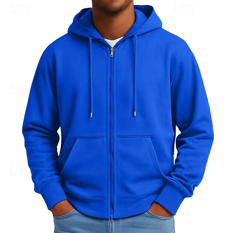 SoftFade™ Men's Hoodie Full Zip Hoodie Blue Black Gray Hooded Plain Zip Up Casual Daily Sports & Outdoor Vintage Cool Sportswear Spring &  Fall Clothing Apparel Hoodies Sweatshirts  Long Sleeve 2026 - $34.99 –P5
