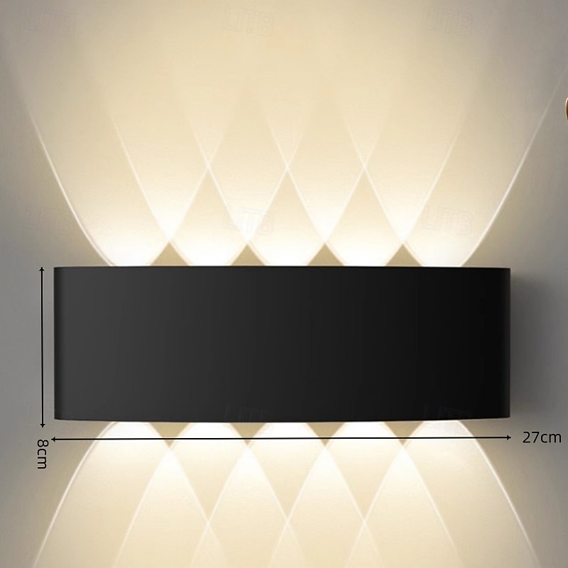 upp- och nerljus utomhus, utomhusvägglampor ip54 vattentät, 3000k modern vägglampa, LED-vägglampa badrum vägglampa aluminium för trädgård, sovrum, hall, trappor (svart) 2026 - $54.99 –P5
