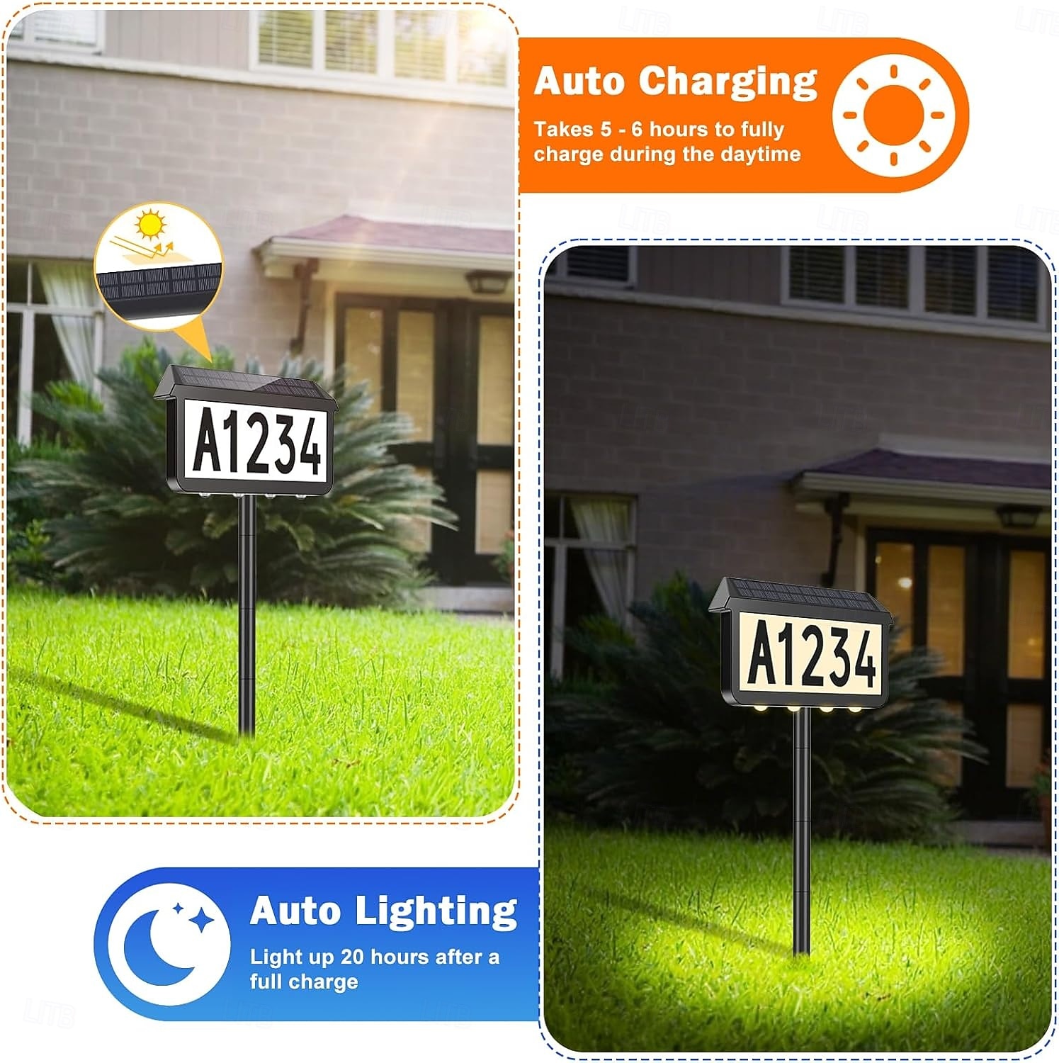 Solar Address Signs, House Number for Outside Waterproof, 3-Color LED Illuminated Address Plaques with Stake, Wall Mounted Solar Powered Light Up Address Numbers 2026 - $48.99 –P6