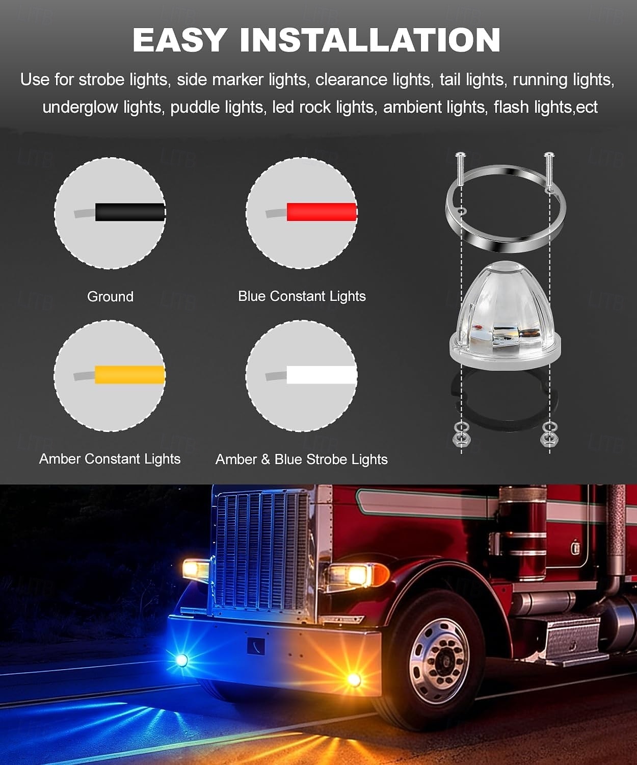 Zweifarbige LED-Wassermelonenlichter mit klarer Linse, konstant &Blitzlichter, Blinker zur Begrenzung des Fahrerhausdachs 2026 - $24.07 –P5