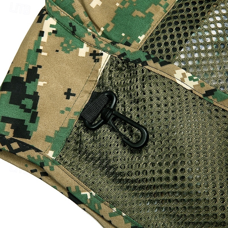 Men's Fishing Vest Hiking Vest Multi-functional Vest Summer Spring Outdoor Quick Dry Zipper Pocket Multi Pockets Wear Resistance Vest Work Hunting Fishing Brown Green 2026 - $32.99 –P5
