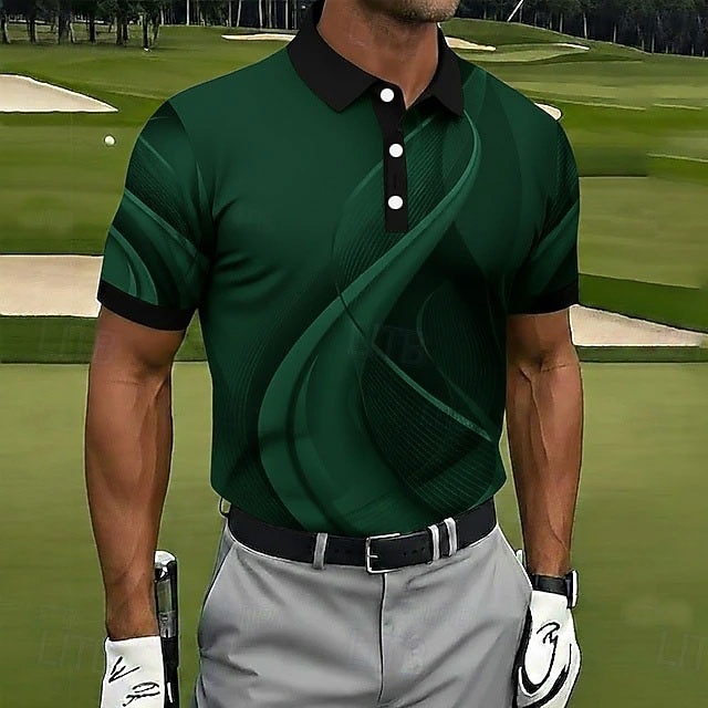 Муж. геометрический Гольф Спортивные рубашки поло Футболки поло Рубашки с воротником На каждый день Одежда для спорта и отдыха Пуговицы Весна лето Синий Черный Розовый 2026 - $21.99 –P6