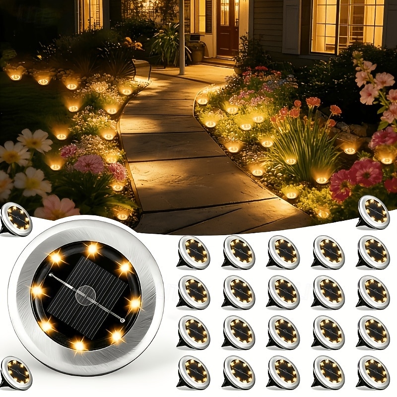 16 Pcs Outdoor Solar Garden Lights, IP44 Waterproof Pathway Lights with 8 LED Beads, Decorative Ground Stake Lights for Yard, Lawn, Flower Bed, Farm, Patio, Driveway, Landscape, Outdoor Decor 2026 - $53.99 –P1