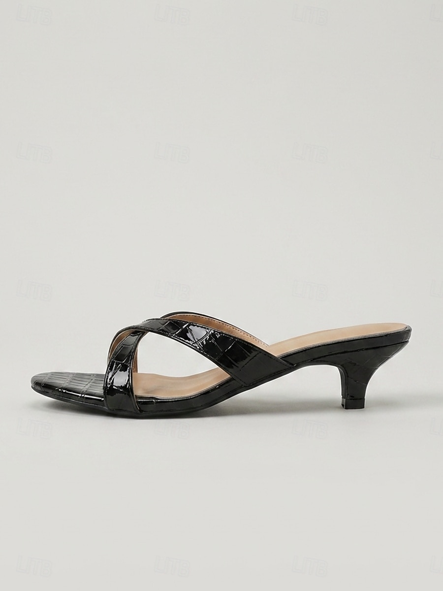 Sandali da donna bordeaux con tacco a spillo effetto coccodrillo - eleganti ciabatte incrociate perfette per rilassarsi a bordo piscina e per le vacanze estive in crociera. &eventi serali semi-formali del 2026 a $34.99 –P4
