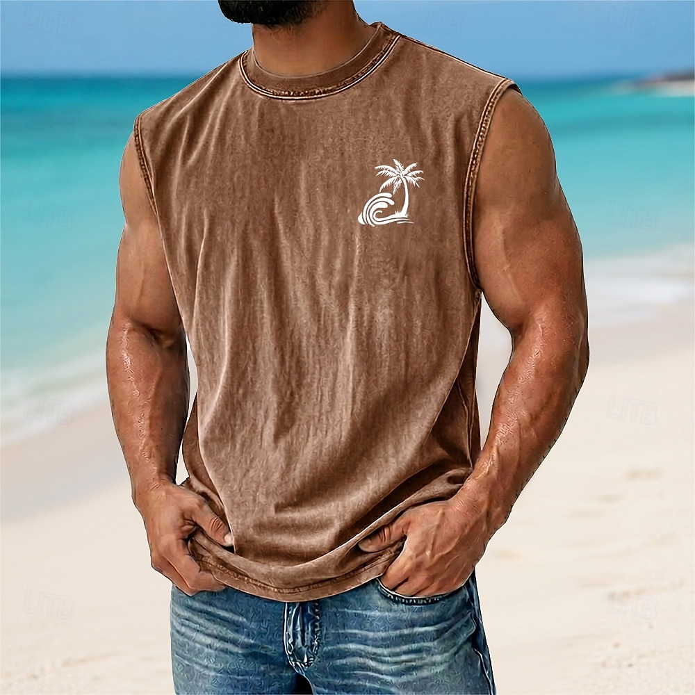 Per uomo Palma di Cocco Maglietta smanicata T-shirt con lavaggio acido Canottiera Senza Maniche maglietta Stampa Grafica Girocollo Camicia Vacanza Tropicale Moda Quotidiano Vacanza Spiagge Nero del 2026 a $17.99 –P3